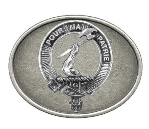 Cooper Clan Badge Oval Antiqued Mens Sterling Silver Belt Buckle