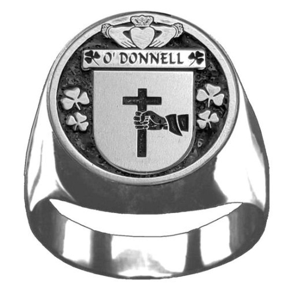 ODonnell Irish Coat Of Arms Family Crest Mens Sterling Silver Ring