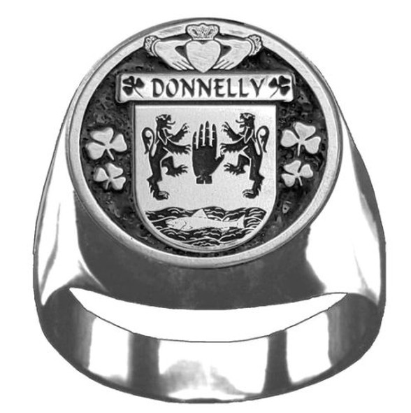 Donnelly Irish Coat Of Arms Family Crest Mens Sterling Silver Ring