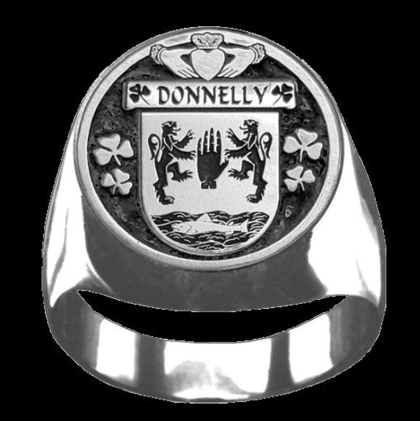 Donnelly Irish Coat Of Arms Family Crest Mens Sterling Silver Ring