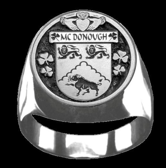 McDonough Irish Coat Of Arms Family Crest Mens Sterling Silver Ring