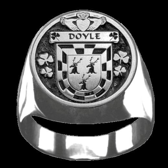 Doyle Irish Coat Of Arms Family Crest Mens Sterling Silver Ring