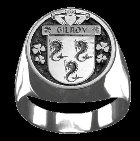 Gilroy Irish Coat Of Arms Family Crest Mens Sterling Silver Ring