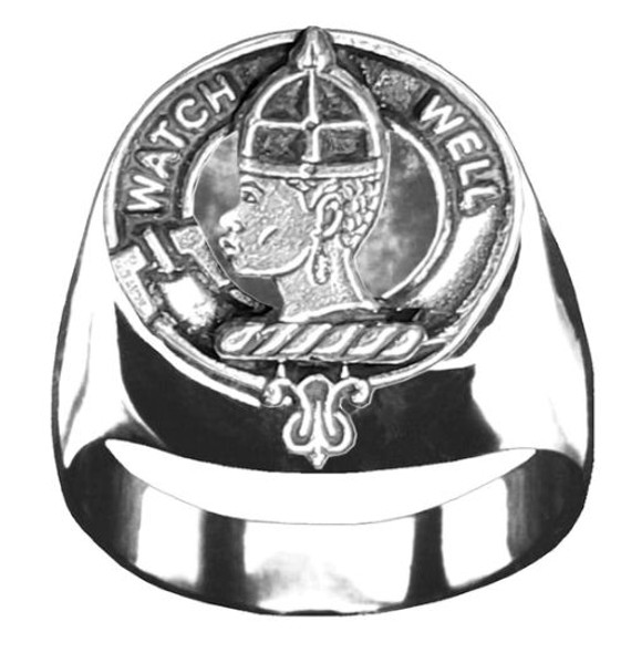 Haliburton Clan Badge Mens Clan Crest Sterling Silver Ring