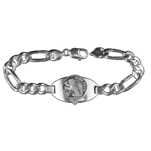 Sutherland Clan Badge Link Mens Sterling Silver Clan Crest Bracelet