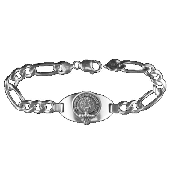 Ross Clan Badge Link Mens Sterling Silver Clan Crest Bracelet