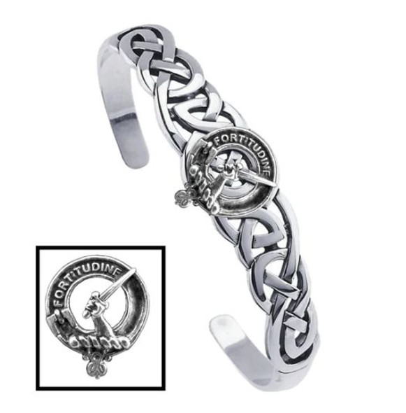 MacRae Clan Badge Sterling Silver Clan Crest Interlace Cuff Bracelet