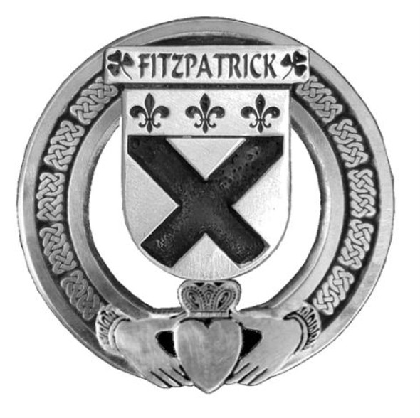 Fitzpatick Irish Coat Of Arms Claddagh Stylish Pewter Family Crest Badge 
