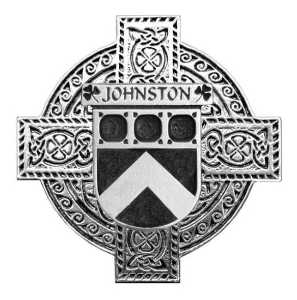 Johnston Irish Coat Of Arms Celtic Cross Sterling Silver Family Crest Badge 