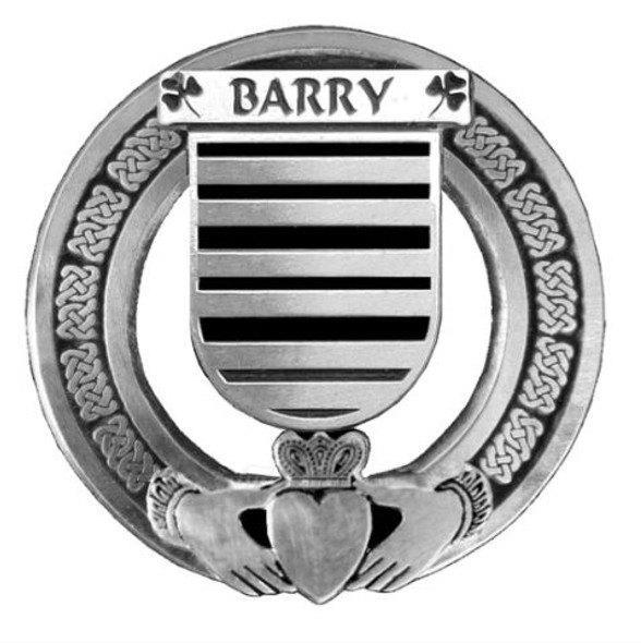 Barry Irish Coat Of Arms Claddagh Stylish Pewter Family Crest Badge 