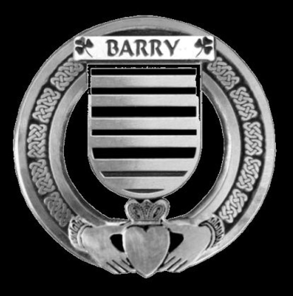 Barry Irish Coat Of Arms Claddagh Sterling Silver Family Crest Badge 