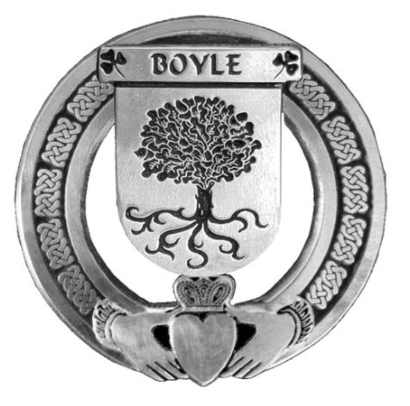 Boyle Irish Coat Of Arms Claddagh Stylish Pewter Family Crest Badge 