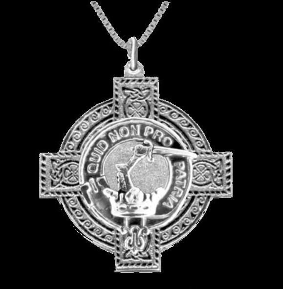 Dewar Clan Badge Celtic Cross Sterling Silver Clan Crest Pendant
