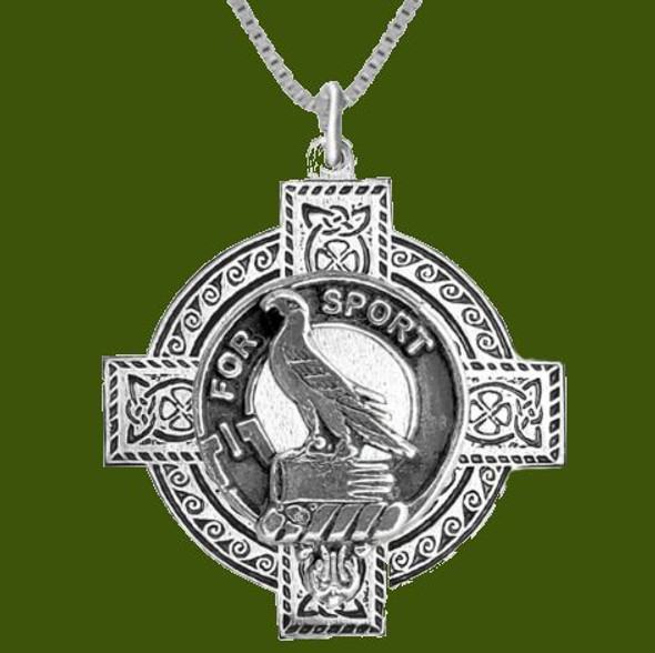 Clelland Clan Badge Celtic Cross Stylish Pewter Clan Crest Pendant