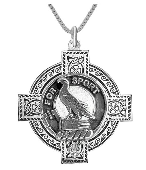 Clelland Clan Badge Celtic Cross Stylish Pewter Clan Crest Pendant