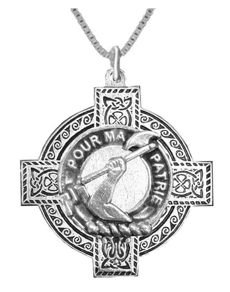 Cooper Clan Badge Celtic Cross Sterling Silver Clan Crest Pendant