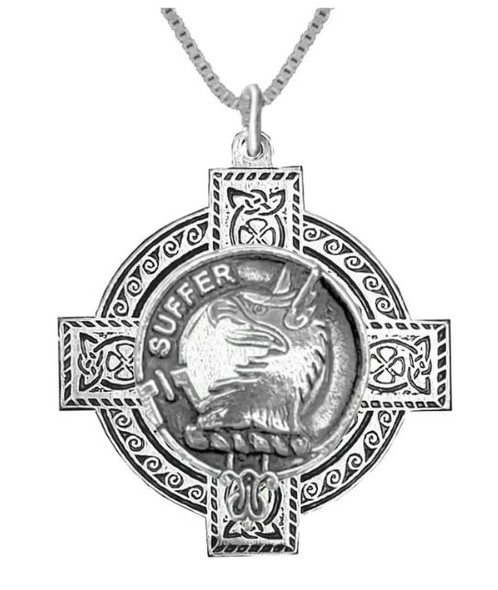 Haldane Clan Badge Celtic Cross Sterling Silver Clan Crest Pendant