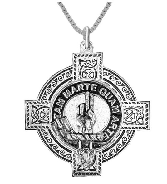Logie Clan Badge Celtic Cross Stylish Pewter Clan Crest Pendant