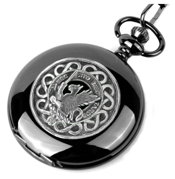 Bannatyne Clan Badge Silver Clan Crest Black Hunter Pocket Watch