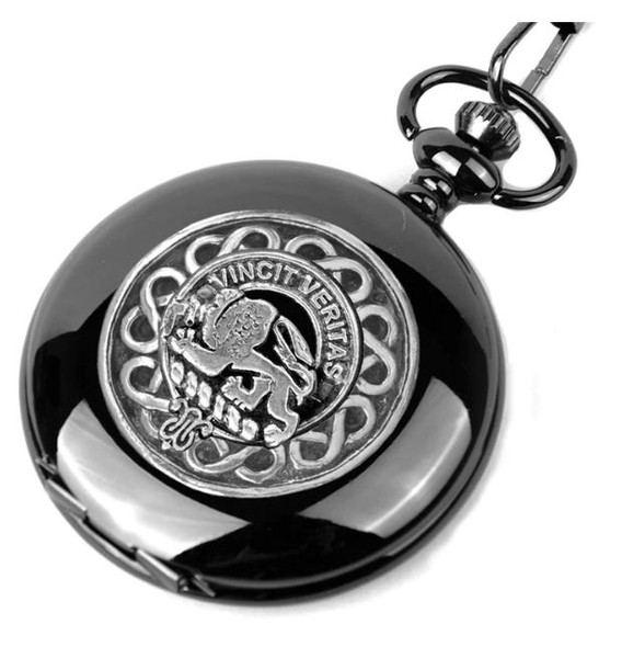 Baxter Clan Badge Silver Clan Crest Black Hunter Pocket Watch