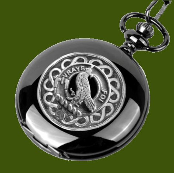 Boswell Clan Badge Pewter Clan Crest Black Hunter Pocket Watch