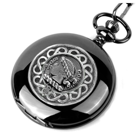 Borthwick Clan Badge Silver Clan Crest Black Hunter Pocket Watch