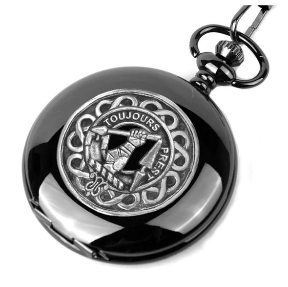 Carmichael Clan Badge Pewter Clan Crest Black Hunter Pocket Watch
