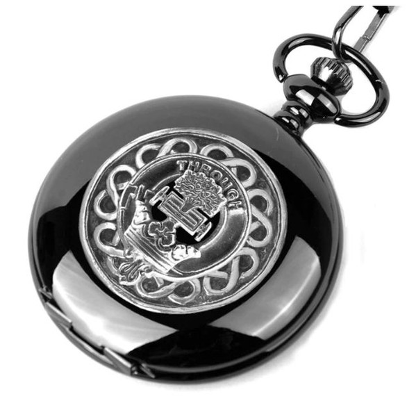 Hamilton Clan Badge Pewter Clan Crest Black Hunter Pocket Watch