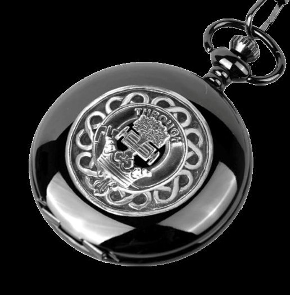 Hamilton Clan Badge Silver Clan Crest Black Hunter Pocket Watch