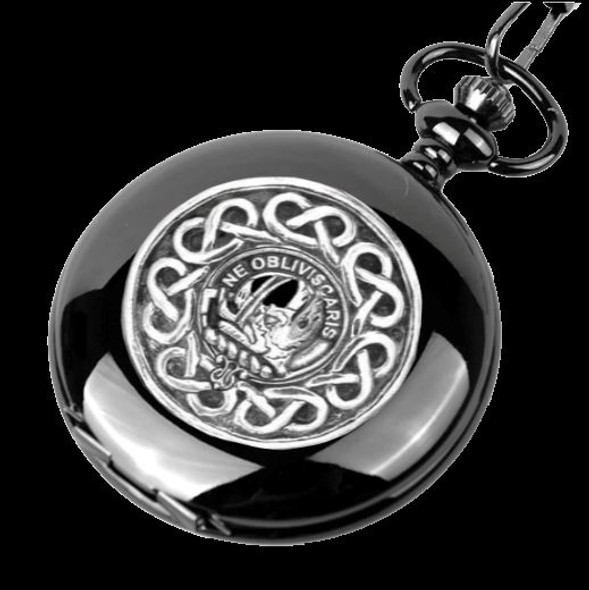 Black Clan Badge Silver Clan Crest Black Hunter Pocket Watch