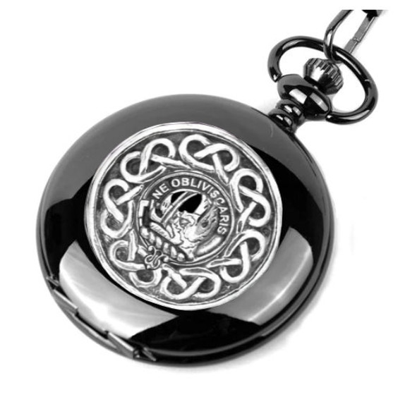 Black Clan Badge Silver Clan Crest Black Hunter Pocket Watch