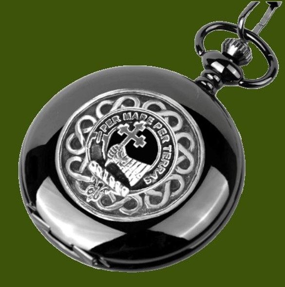 MacDonald Of Sleat Clan Badge Pewter Clan Crest Black Hunter Pocket Watch