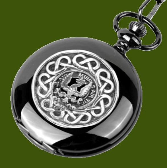 MacDonald Of Keppoch Clan Badge Pewter Clan Crest Black Hunter Pocket Watch