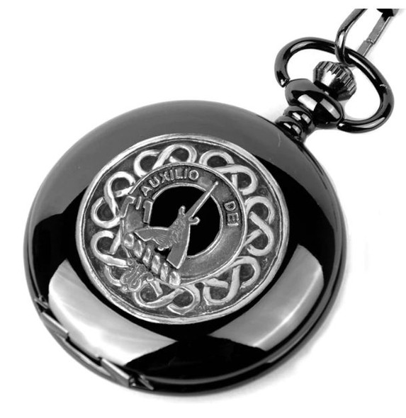 Muirhead Clan Badge Silver Clan Crest Black Hunter Pocket Watch