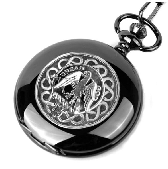 Munro Clan Badge Silver Clan Crest Black Hunter Pocket Watch