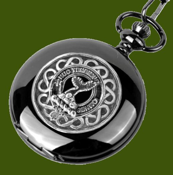 Paterson Clan Badge Pewter Clan Crest Black Hunter Pocket Watch