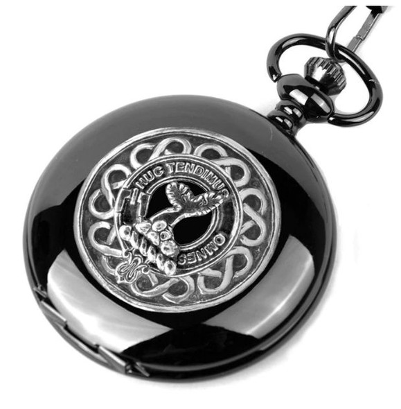 Paterson Clan Badge Pewter Clan Crest Black Hunter Pocket Watch