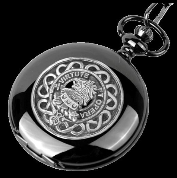 Pentland Clan Badge Silver Clan Crest Black Hunter Pocket Watch