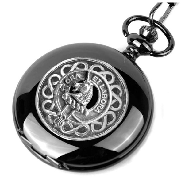 Ramsay Clan Badge Silver Clan Crest Black Hunter Pocket Watch