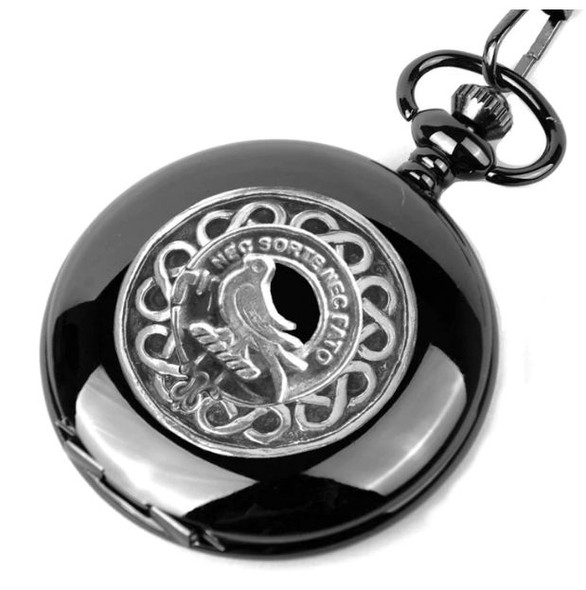 Rutherford Clan Badge Pewter Clan Crest Black Hunter Pocket Watch