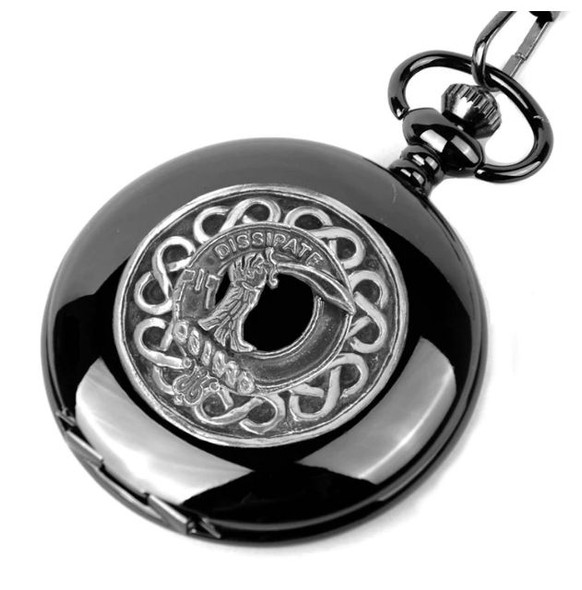 Scrimgeour Clan Badge Pewter Clan Crest Black Hunter Pocket Watch