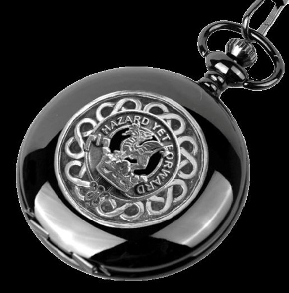 Seton Clan Badge Silver Clan Crest Black Hunter Pocket Watch