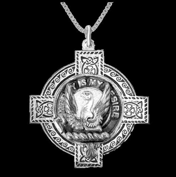 Wishart Clan Badge Celtic Cross Sterling Silver Clan Crest Pendant