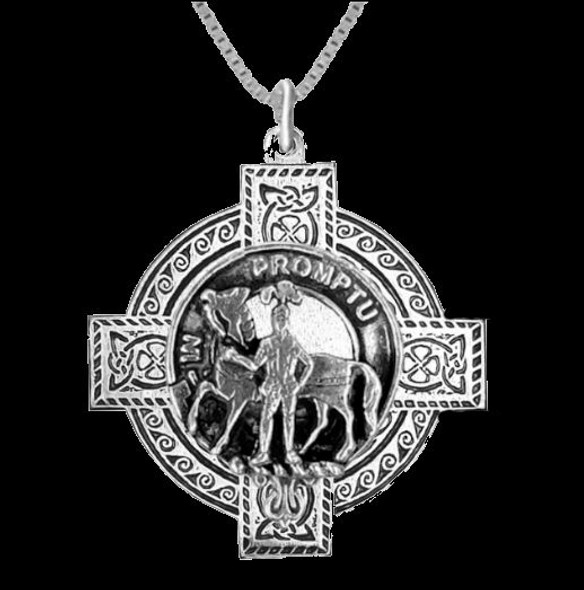 Trotter Clan Badge Celtic Cross Sterling Silver Clan Crest Pendant