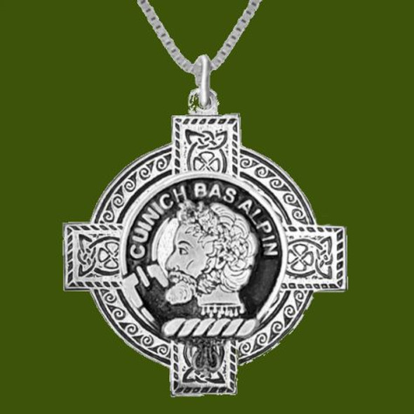 MacAlpine Clan Badge Celtic Cross Stylish Pewter Clan Crest Pendant