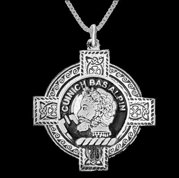 MacAlpine Clan Badge Celtic Cross Sterling Silver Clan Crest Pendant