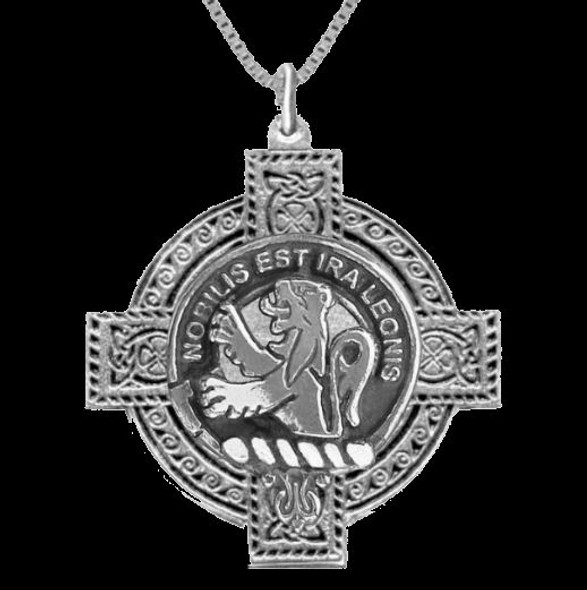 Stuart Clan Badge Celtic Cross Sterling Silver Clan Crest Pendant
