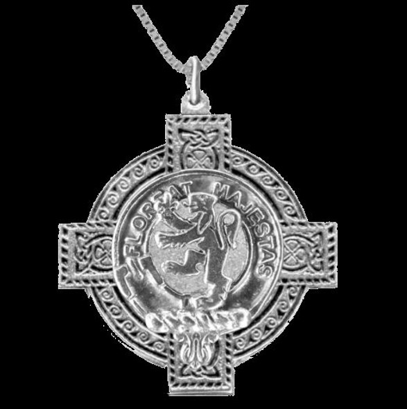 Brown Clan Badge Celtic Cross Sterling Silver Clan Crest Pendant