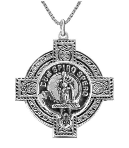 MacLennan Clan Badge Celtic Cross Stylish Pewter Clan Crest Pendant