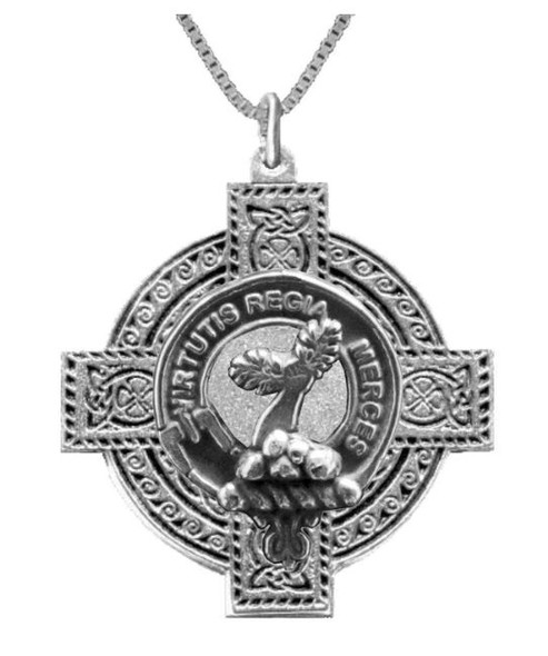 Skene Clan Badge Celtic Cross Sterling Silver Clan Crest Pendant